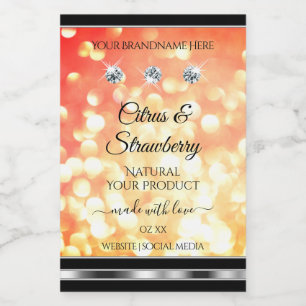 Shimmery Red Gold Glitter Product Labels diamanten Voedselcontainer Etiket