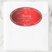 Shimmery Red met Glitter Initialen Productlabels Ovale Sticker (Tas)