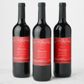 Shimmery Red met Glitter Initialen Productlabels Wijn Etiket (Flessen)