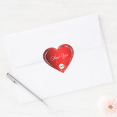 Shimmery Red met Logo Initialen Glitter Dank U Hart Sticker (Envelop)