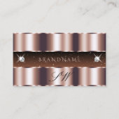 Shimmery Roos Gold Brown Sparkle Jewels Monogram Visitekaartje (Voorkant)