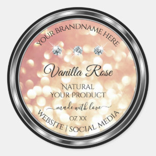 Shimmery Roos Gold Glitter Product Labels Diamonds