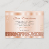Shimmery Roos Gold Sparkle Glitter Monogram Luxe Visitekaartje (Achterkant)