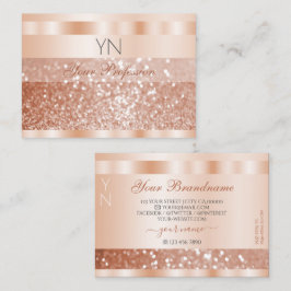 Shimmery Roos Gold Sparkle Glitter Monogram Luxe Visitekaartje