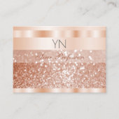 Shimmery Roos Gold Sparkle Glitter Monogram Luxe Visitekaartje (Voorkant)