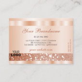 Shimmery Roos Gold Sparkle Glitter Voeg Logo luxe  Visitekaartje (Achterkant)