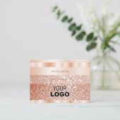 Shimmery Roos Gold Sparkle Glitter Voeg Logo luxe  Visitekaartje (Staand voorkant)