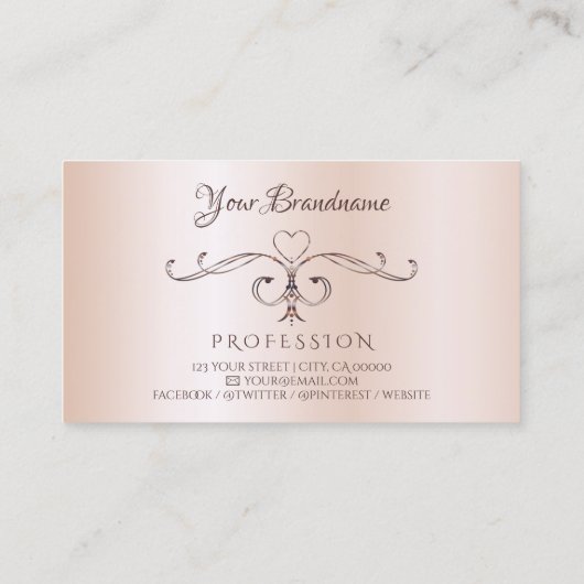 Shimmery Roos  Hoek Initialen Pastel Roze Visitekaartje (Achterkant)