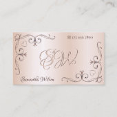 Shimmery Roos Hoek Initialen Pastel Roze Visitekaartje (Voorkant)
