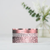 Shimmery Roos Roze mousserende glitter Professiona Visitekaartje (Staand voorkant)