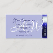 Shimmery Royal Blauw Kleurrijke Strepen en Monogra Visitekaartje (Achterkant)