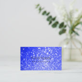 Shimmery Royal Blue Glitter Sparkle Stars Elegant Visitekaartje (Staand voorkant)