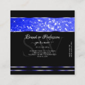 Shimmery Royal Blue Glitter Sparkle Stars Initiale Vierkante Visitekaartje (Achterkant)