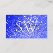 Shimmery Royal Blue Glitter Sparkle Stars Monogram Visitekaartje (Voorkant)