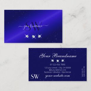 Shimmery Royal Blue Sparige Diamonds Initialen Visitekaartje