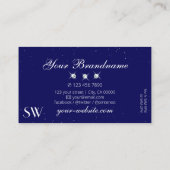 Shimmery Royal Blue Sparige Diamonds Initialen Visitekaartje (Achterkant)