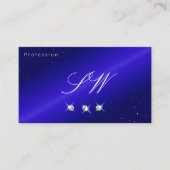 Shimmery Royal Blue Sparking Diamonds Monogram Visitekaartje (Voorkant)