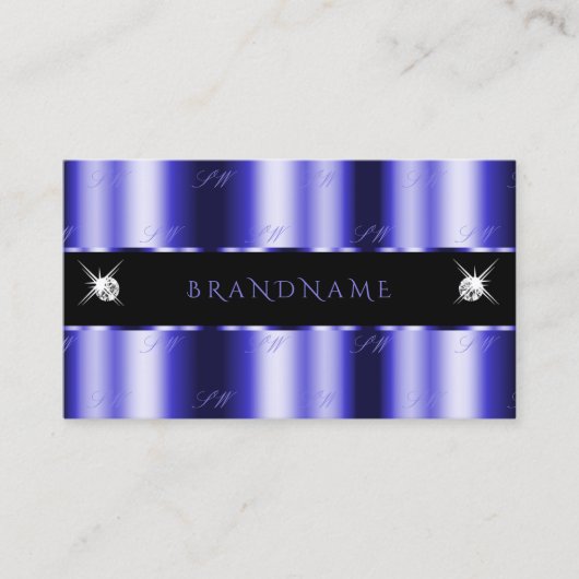 Shimmery Royal Blue Sparkle Jewels Monogram Visitekaartje (Voorkant)