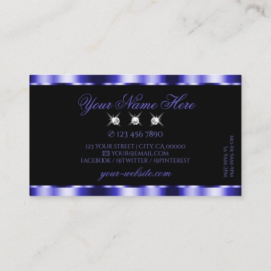 Shimmery Royal Blue Sparkle Jewels Stylish Visitekaartje (Achterkant)