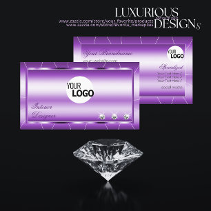 Shimmery Royal Paars met diamanten en Logo Luxe Visitekaartje