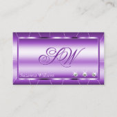 Shimmery Royal Paars met diamanten en monogram Visitekaartje (Voorkant)