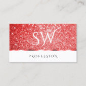 Shimmery Ruby Red Glitter Sparkle Stars Initialen Visitekaartje (Voorkant)