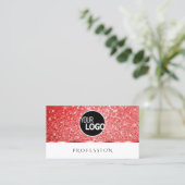 Shimmery Ruby Red Glitter Sparkle Stars toevoegen Visitekaartje (Staand voorkant)