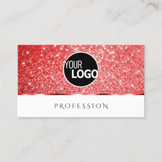 Shimmery Ruby Red Glitter Sparkle Stars toevoegen  Visitekaartje (Voorkant)