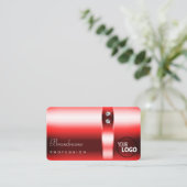 Shimmery Ruby Red Gradient Diamonds en Logo Visitekaartje (Staand voorkant)