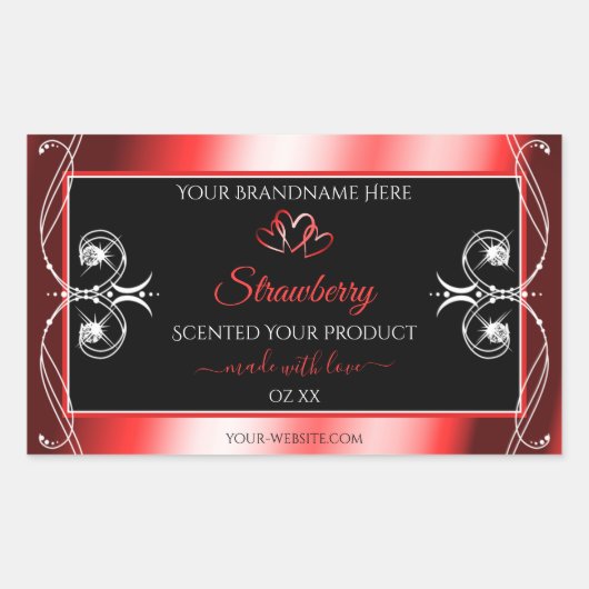 Shimmery Ruby Red Lijst Black Product Label Jewels (Voorkant)