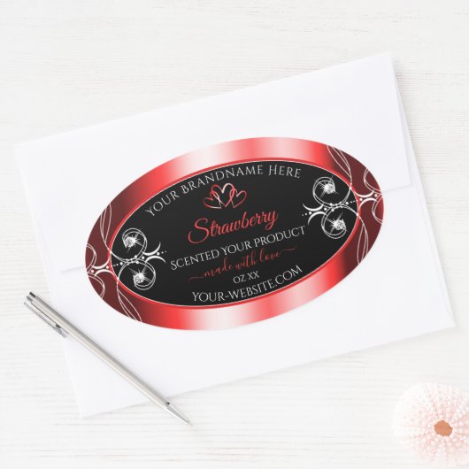 Shimmery Ruby Red Lijst Black Product Label Jewels (Envelop)