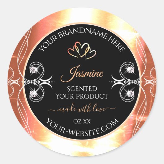 Shimmery Salmon Cream Product Labels Jewels Black (Voorkant)