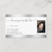 Shimmery Silver Glitter Aangepaste Foto Logo Welln Visitekaartje (Achterkant)