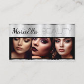 Shimmery Silver Glitter Chrome met Logo-Afbeelding Visitekaartje (Voorkant)