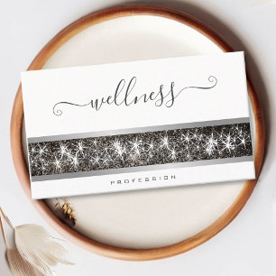 Shimmery Silver Glitter Custom Photo Logo Wellness Visitekaartje