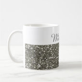 Shimmery Silver Glitter Mijn naam Koffiemok (Links)