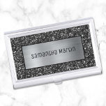 Shimmery Silver Ombre Folie Sparkly Black Glitter Visitekaarthouder<br><div class="desc">Faux sparkly black bokeh glitter in combinatie met faux shimmer zilver geborsteld metalen folie rechthoek voor een naam (of meer informatie). De luxe zilvergrijze rechthoek is een digitaal afbeelding,  evenals de faux zwarte glitter. De stijlen van de doopvont en andere kleuren kunnen worden veranderd.</div>