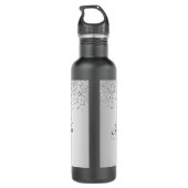 Shimmery Silver Satin & Glitter Sparkles Waterfles (Achterkant)