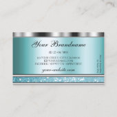 Shimmery Silver Sparking Blauwgroen Glitter Diamon Visitekaartje (Achterkant)