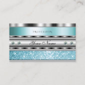 Shimmery Silver Sparking Blauwgroen Glitter Diamon Visitekaartje (Voorkant)