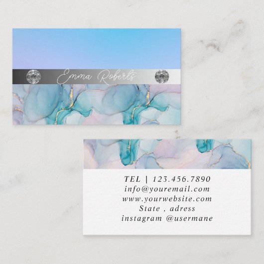 Shimmery Silver Sparkle Glitter Diamonds Business Visitekaartje (Voorkant / Achterkant)