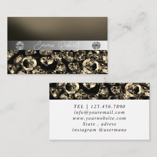 Shimmery Silver Sparkle Glitter Diamonds Business Visitekaartje (Voorkant / Achterkant)