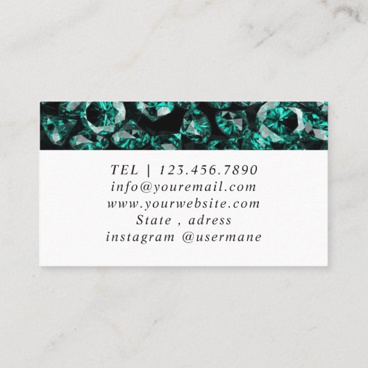 Shimmery Silver Sparkle Glitter Diamonds Visitekaartje (Achterkant)