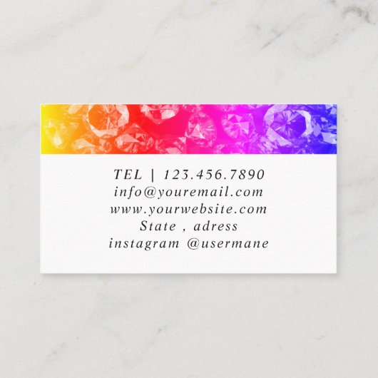 Shimmery Silver Sparkle Glitter Diamonds Visitekaartje (Achterkant)