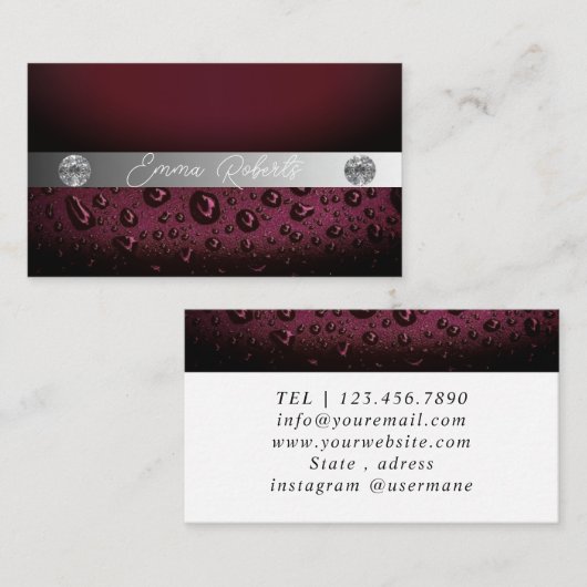 Shimmery Silver Sparkle Glitter Visitekaartje (Voorkant / Achterkant)