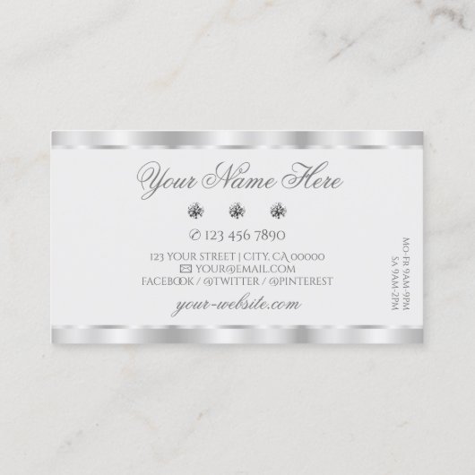 Shimmery Silver Sparkle Jewels Elegant Luxurious Visitekaartje (Achterkant)