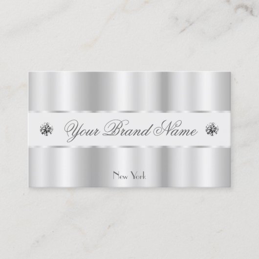 Shimmery Silver Sparkle Jewels Elegant Luxurious Visitekaartje (Voorkant)