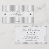 Shimmery Silver Sparkle Jewels Initialen Luxurious Visitekaartje (Voorkant / Achterkant)