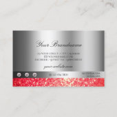 Shimmery Silver Sparkle Ruby Red Glitter met Logo Visitekaartje (Achterkant)