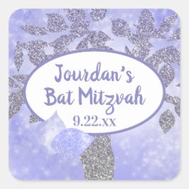 Shimmery Silver Tree of Life Bat Mitzvah Sticker